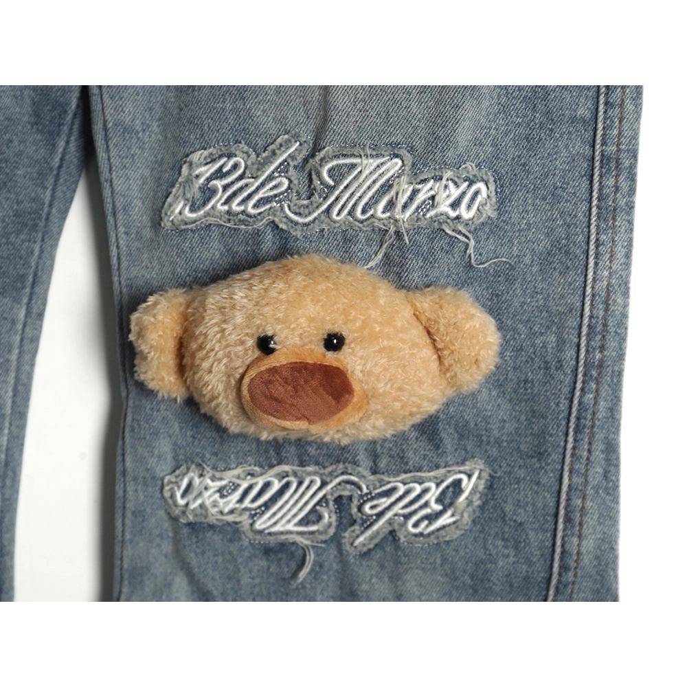 13De Marzo MidRange Bear WideLeg Jeans,13De Marzo Jeans,CASUAL PANTS,APPAREL