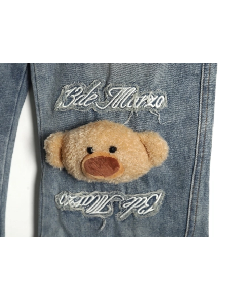 13De Marzo MidRange Bear WideLeg Jeans,13De Marzo Jeans,CASUAL PANTS,APPAREL