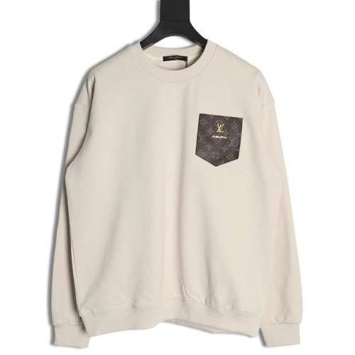 Louis Vuitton presbyopia leather label cotton sweatshirt,Louis Vuitton Sweatshirt,Sweatshirt,APPAREL