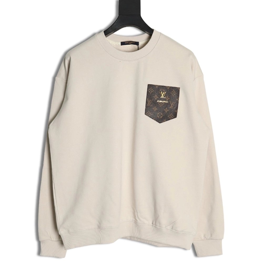 Louis Vuitton presbyopia leather label cotton sweatshirt,Louis Vuitton Sweatshirt,Sweatshirt,APPAREL