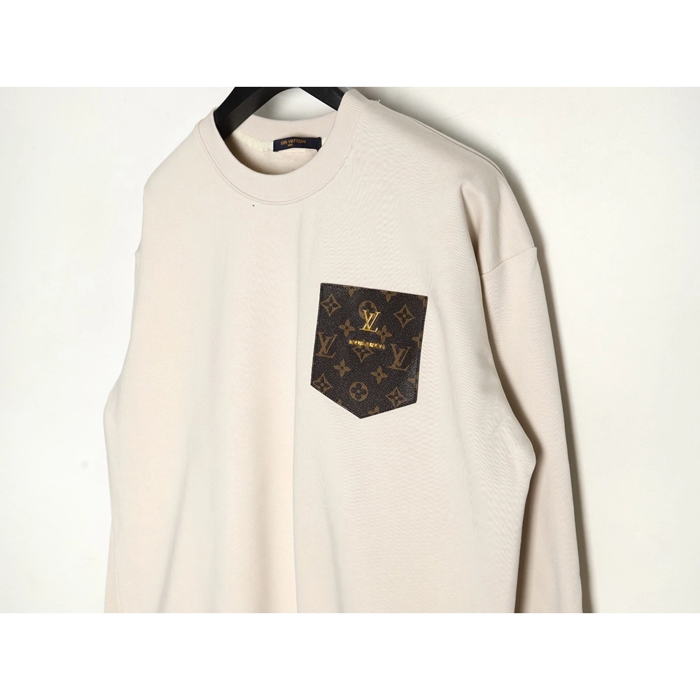 Louis Vuitton presbyopia leather label cotton sweatshirt,Louis Vuitton Sweatshirt,Sweatshirt,APPAREL