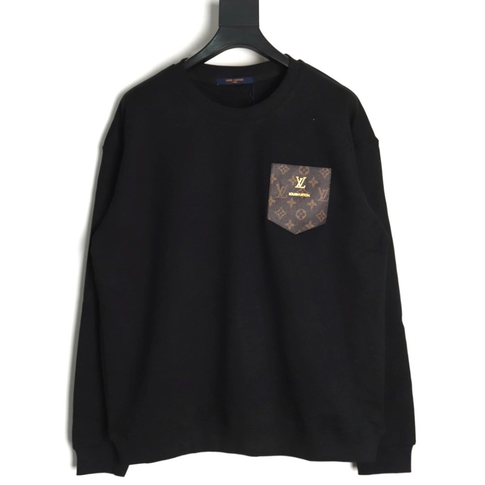 Louis Vuitton presbyopia leather label cotton sweatshirt,Louis Vuitton Sweatshirt,Sweatshirt,APPAREL