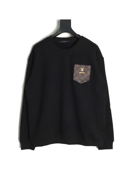 Louis Vuitton presbyopia leather label cotton sweatshirt,Louis Vuitton Sweatshirt,Sweatshirt,APPAREL