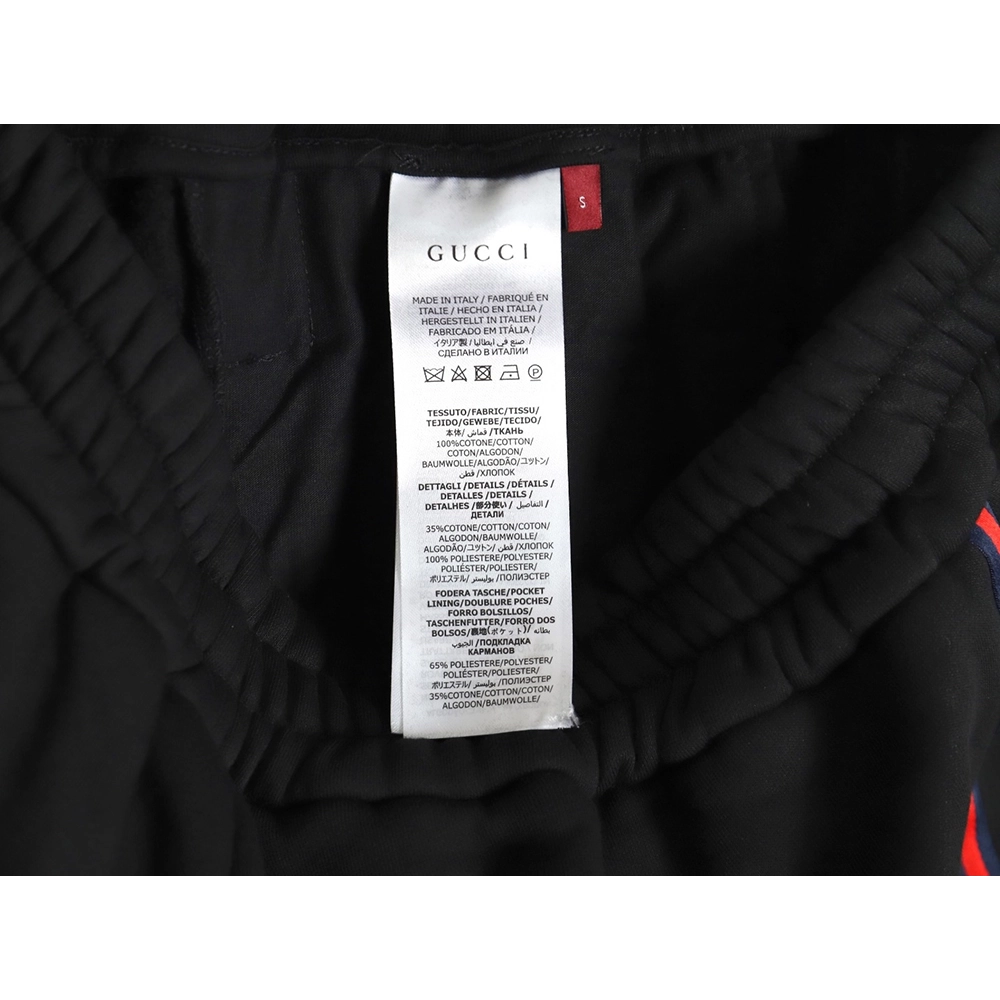 Gucci Black Web Trousers,Gucci Trousers,CASUAL PANTS,APPAREL