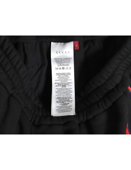 Gucci Black Web Trousers,Gucci Trousers,CASUAL PANTS,APPAREL