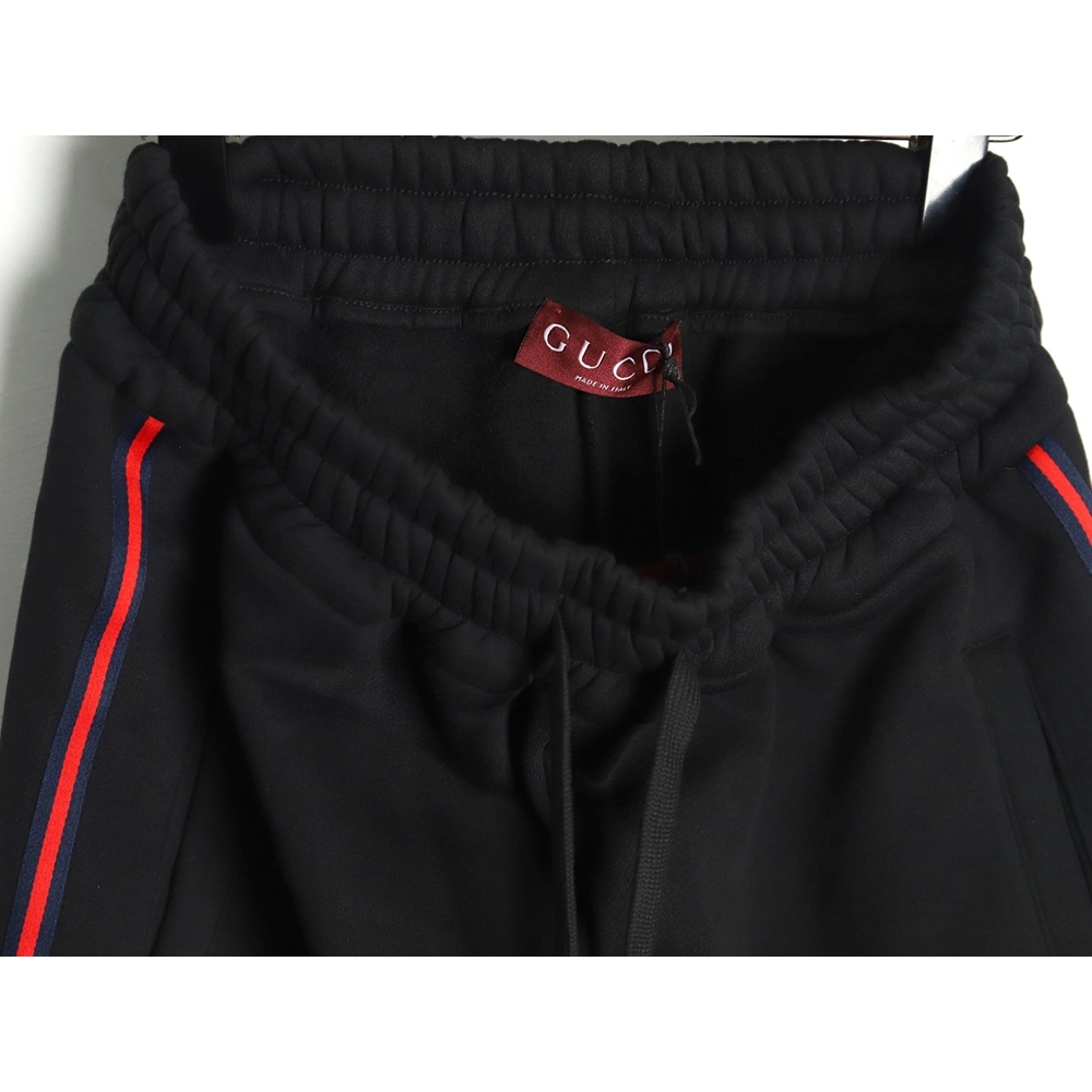 Gucci Black Web Trousers,Gucci Trousers,CASUAL PANTS,APPAREL