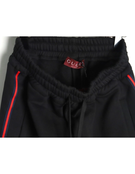 Gucci Black Web Trousers,Gucci Trousers,CASUAL PANTS,APPAREL