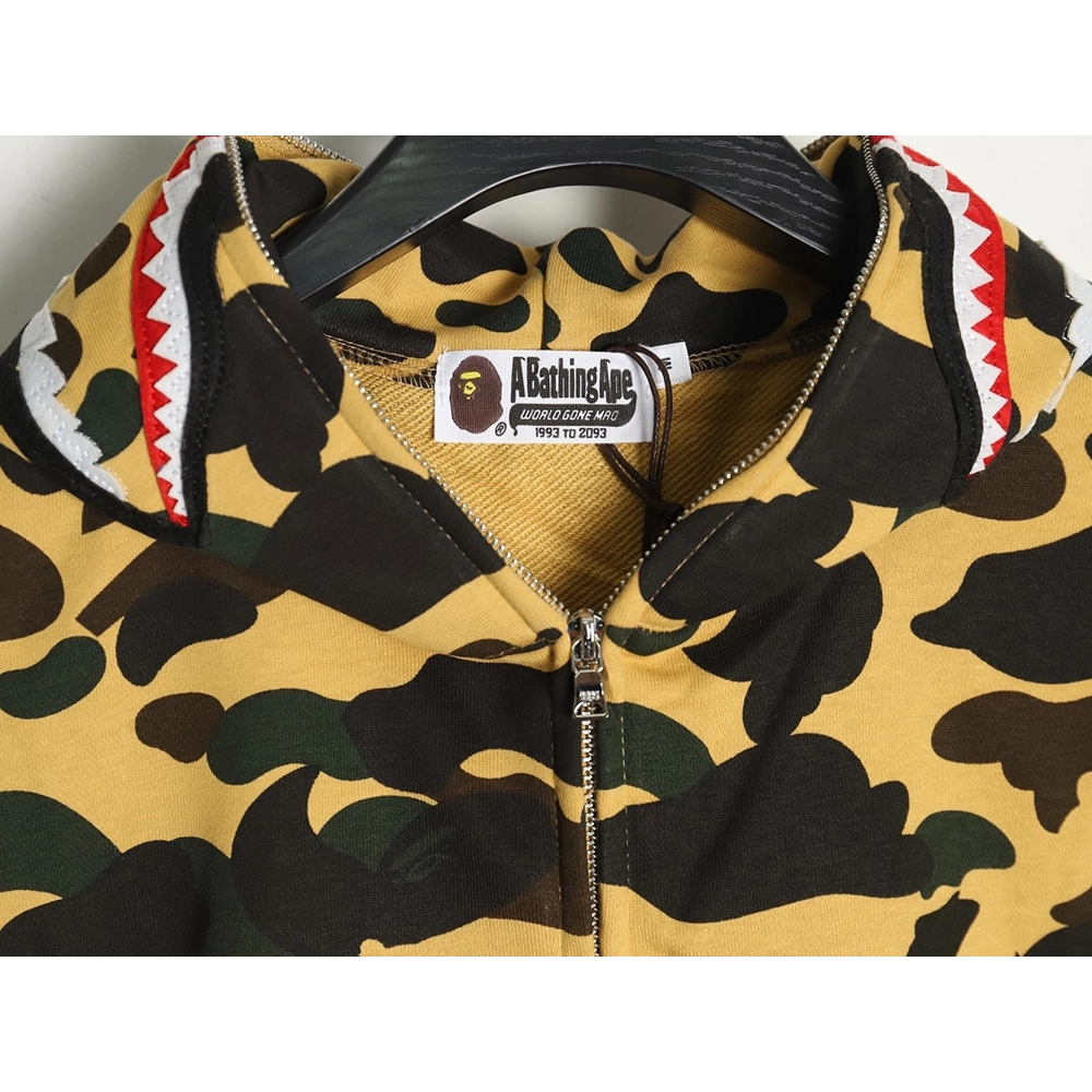 BAPE shark head tiger head zipper camouflage double hooded hoodie,Bape Hoodie,Hoodie,APPAREL