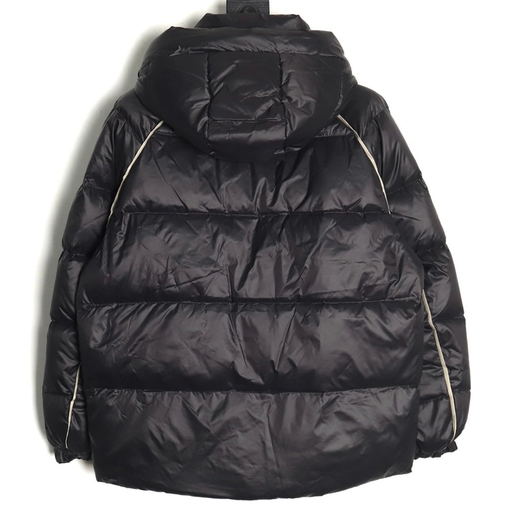 Prada metal triangle logo wide brim hooded down jacket,Prada Jacket,Jacket,APPAREL