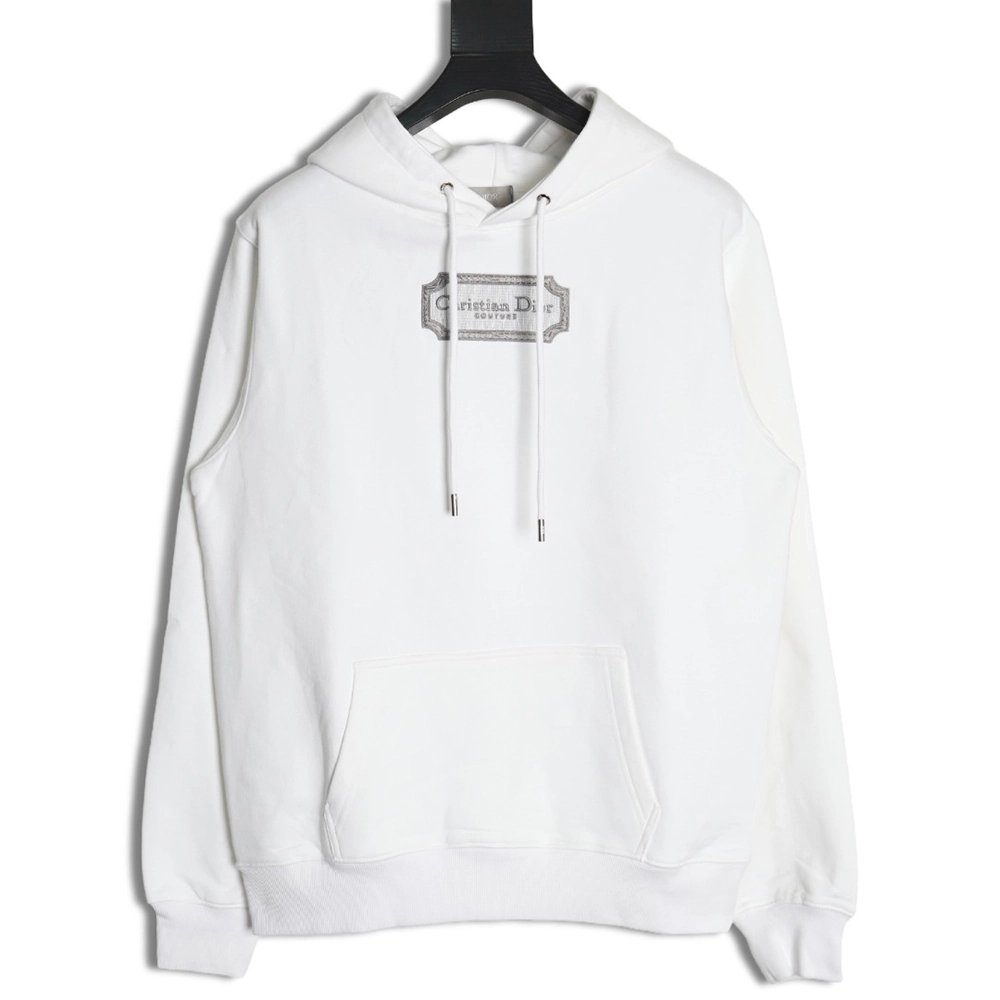 Dior embroidered silver logo hoodie,Dior Hoodie,Hoodie,APPAREL