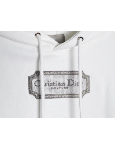 Dior embroidered silver logo hoodie,Dior Hoodie,Hoodie,APPAREL