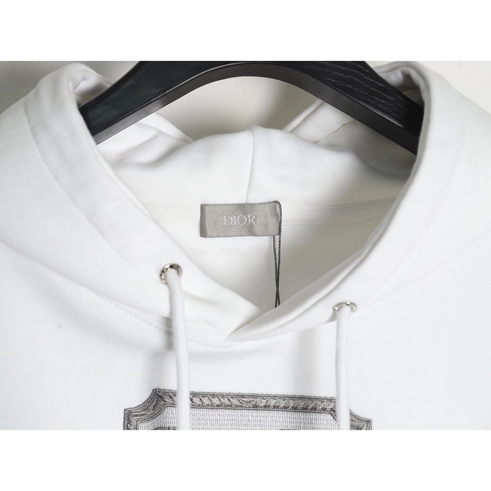 Dior embroidered silver logo hoodie,Dior Hoodie,Hoodie,APPAREL