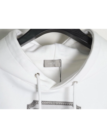 Dior embroidered silver logo hoodie,Dior Hoodie,Hoodie,APPAREL