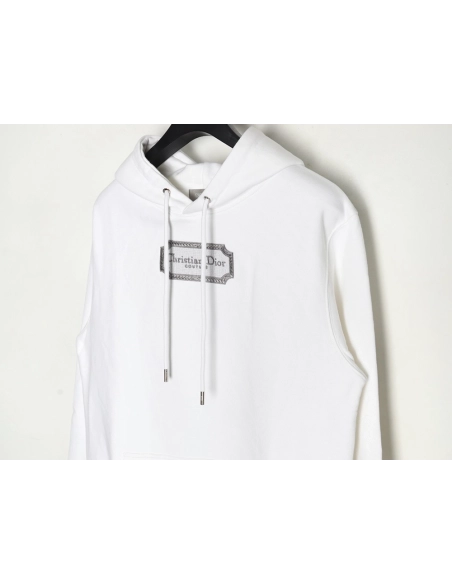 Dior embroidered silver logo hoodie,Dior Hoodie,Hoodie,APPAREL