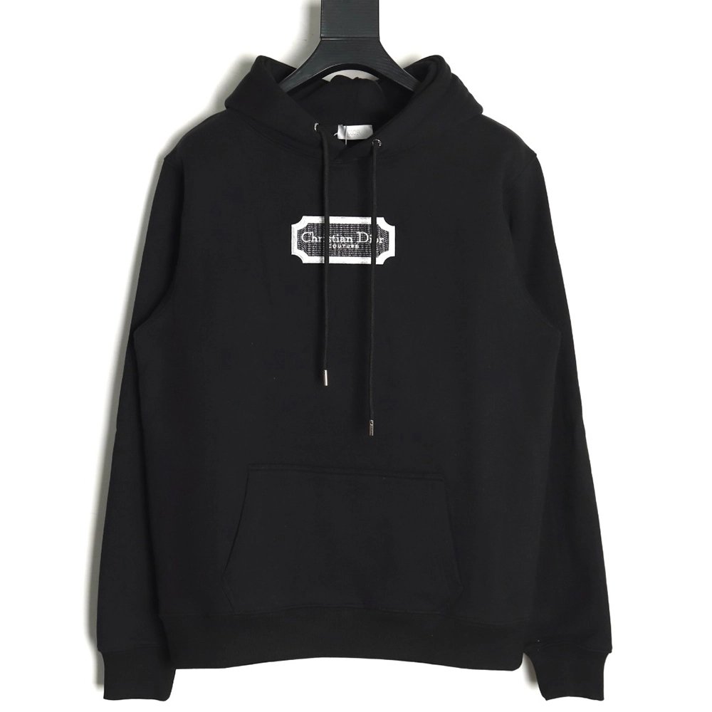 Dior embroidered silver logo hoodie,Dior Hoodie,Hoodie,APPAREL