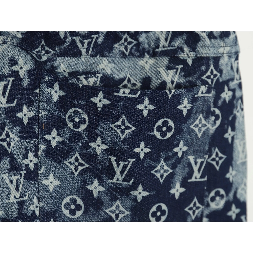 Louis Vuitton printed denim patchwork large pocket trousers,Louis Vuitton Jeans,CASUAL PANTS,APPAREL