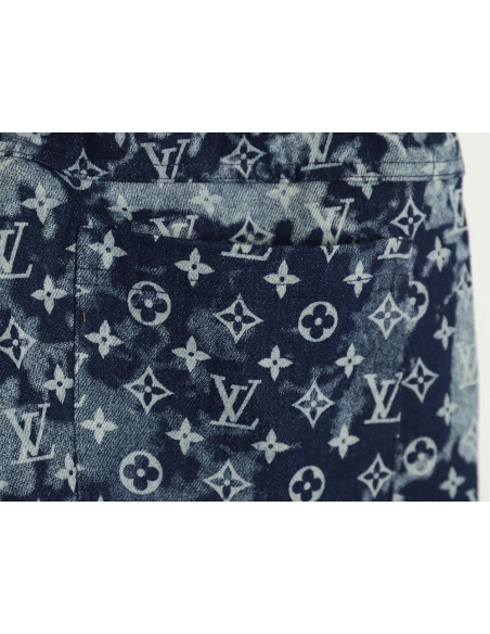 Louis Vuitton printed denim patchwork large pocket trousers,Louis Vuitton Jeans,CASUAL PANTS,APPAREL