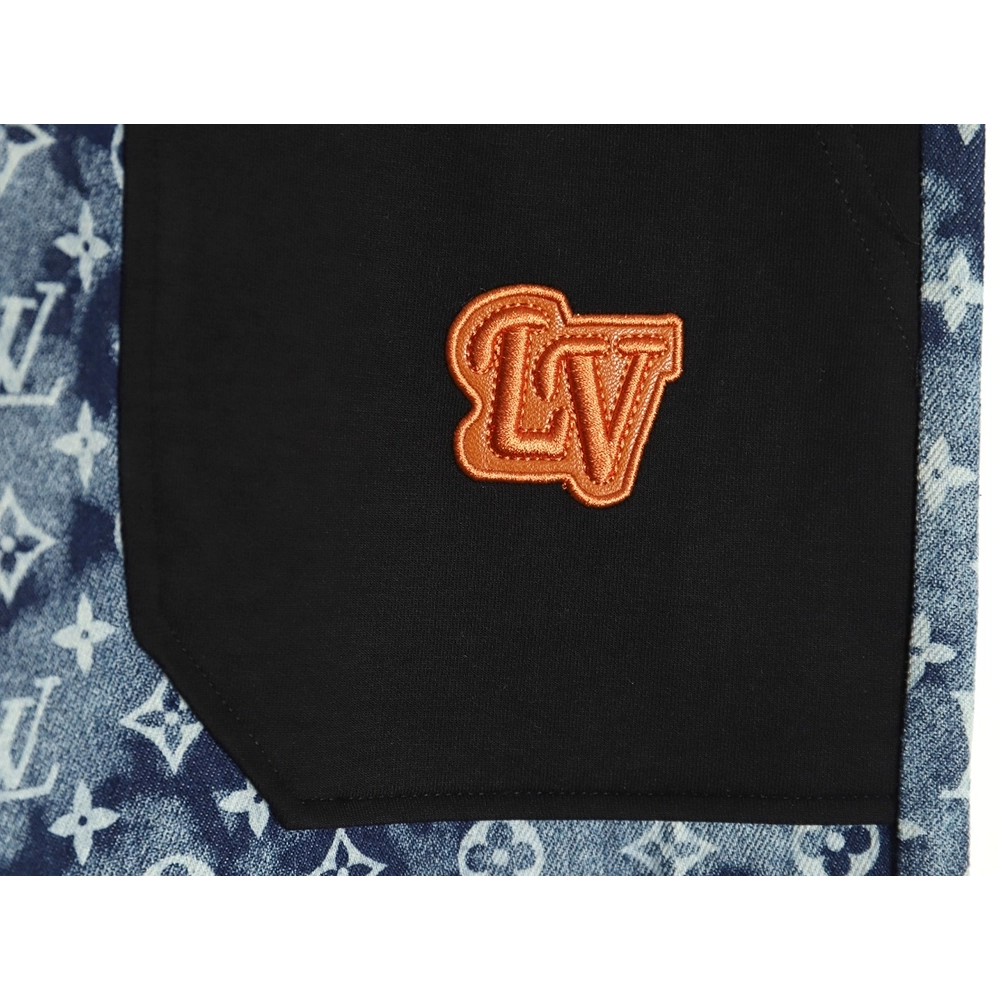 Louis Vuitton printed denim patchwork large pocket trousers,Louis Vuitton Jeans,CASUAL PANTS,APPAREL