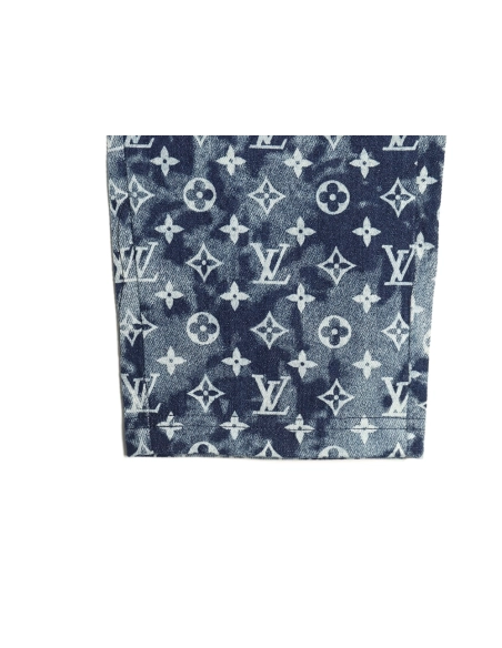 Louis Vuitton printed denim patchwork large pocket trousers,Louis Vuitton Jeans,CASUAL PANTS,APPAREL