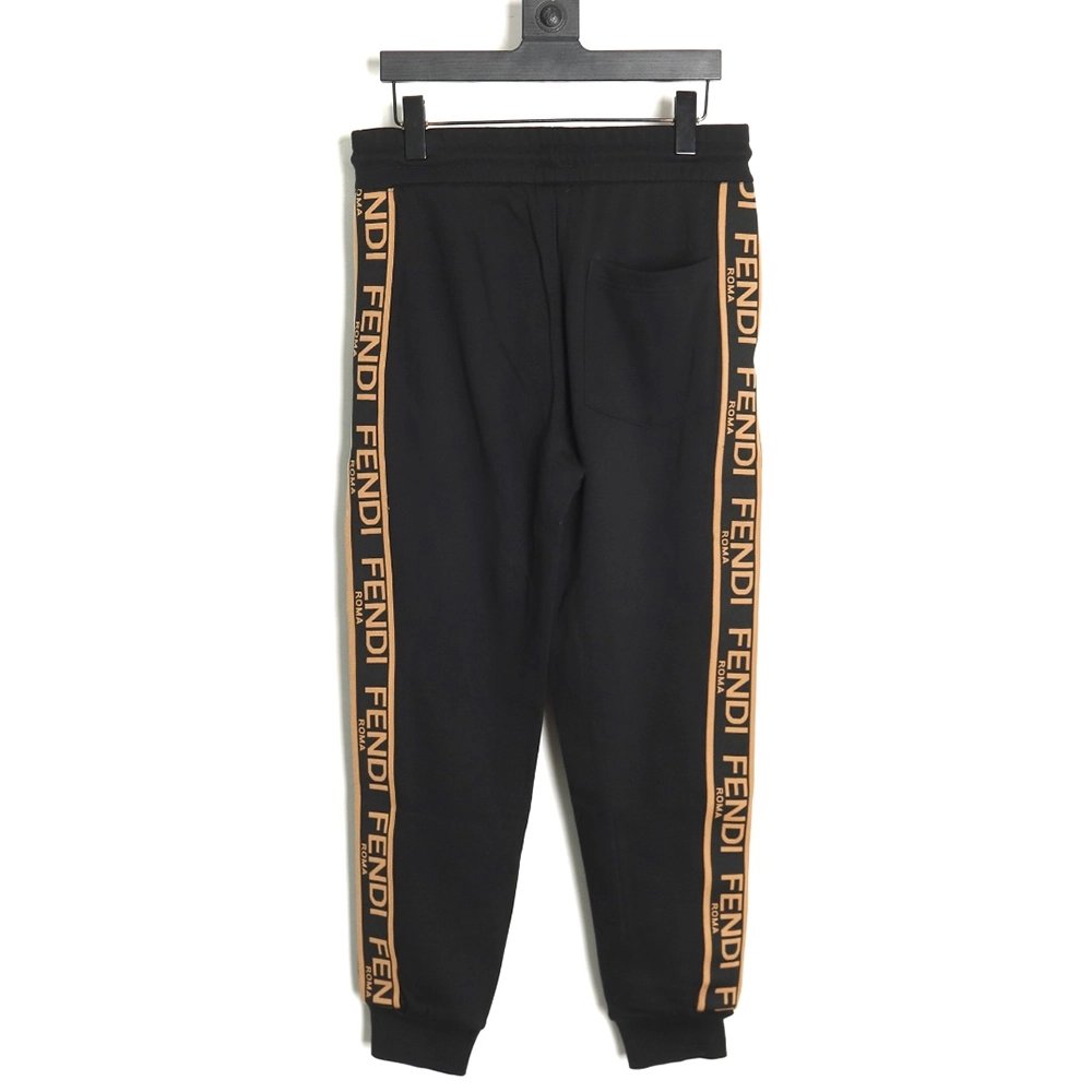 Fendi double F embroidered logo webbing sweatpants,Fendi Trousers,CASUAL PANTS,APPAREL