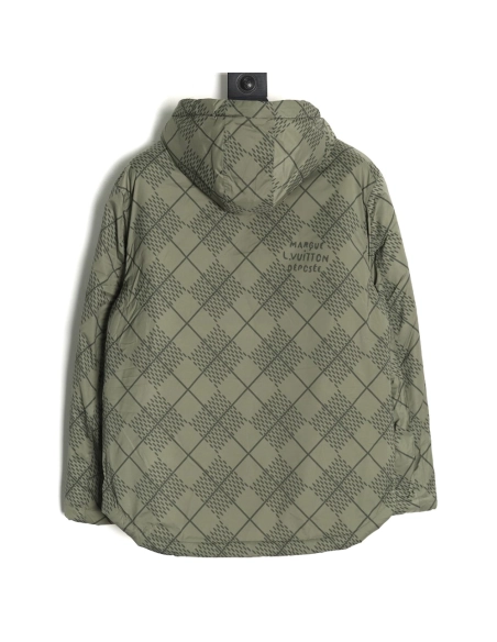 Louis Vuitton Checkerboard Nylon Reversible Sherpa Jacket,Louis Vuitton Jacket,Jacket,APPAREL