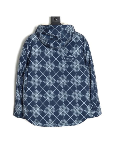 Louis Vuitton Checkerboard Nylon Reversible Sherpa Jacket,Louis Vuitton Jacket,Jacket,APPAREL
