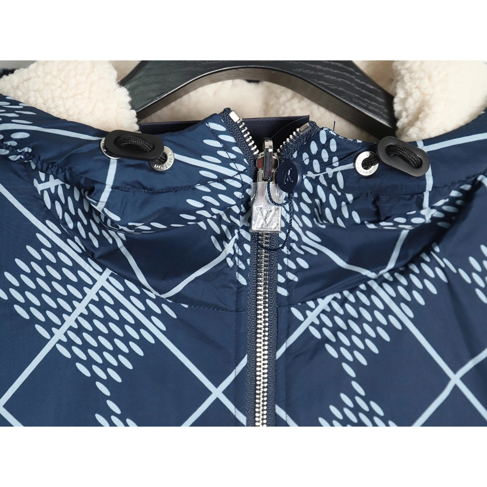 Louis Vuitton Checkerboard Nylon Reversible Sherpa Jacket,Louis Vuitton Jacket,Jacket,APPAREL