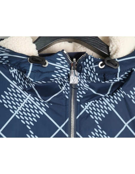 Louis Vuitton Checkerboard Nylon Reversible Sherpa Jacket,Louis Vuitton Jacket,Jacket,APPAREL