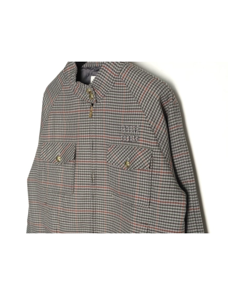 Miu Miu fine plaid stand collar zipper jacket,Miu Miu Jacket,Jacket,APPAREL