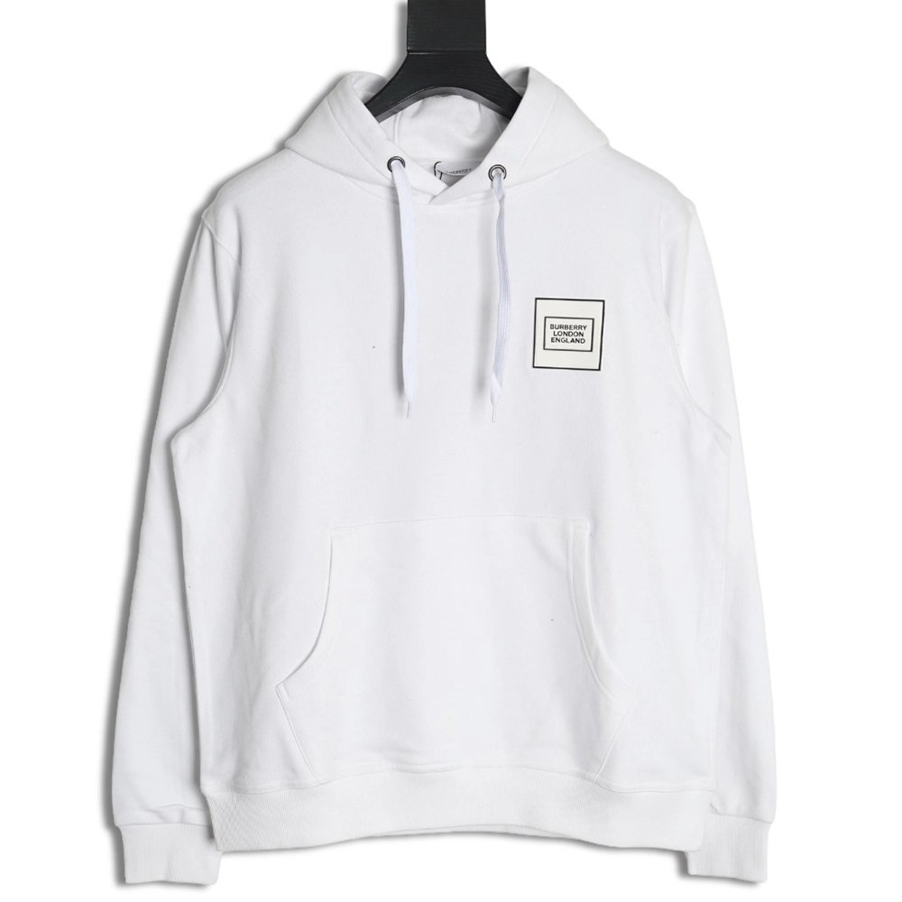 Burberry chest silicone square logo hooded sweatshirt,Burberry Sweatshirt,Sweatshirt,APPAREL