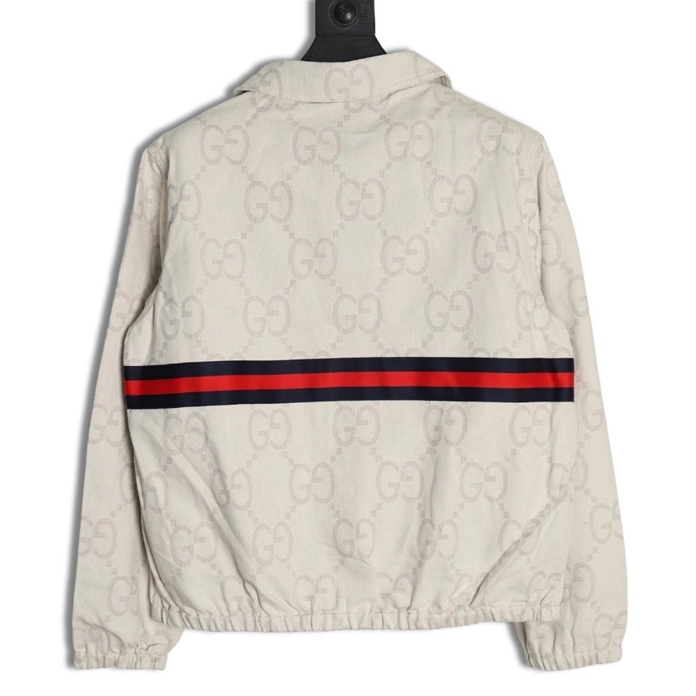 Gucci Double G allover jacquard patchwork ivory denim jacket,Gucci Jacket,Jacket,APPAREL