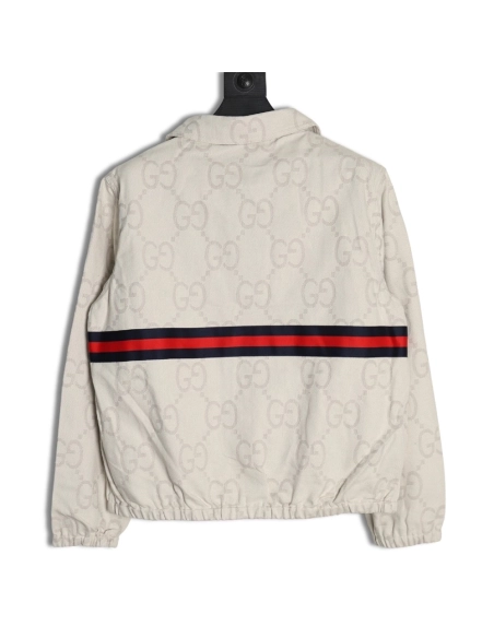 Gucci Double G allover jacquard patchwork ivory denim jacket,Gucci Jacket,Jacket,APPAREL