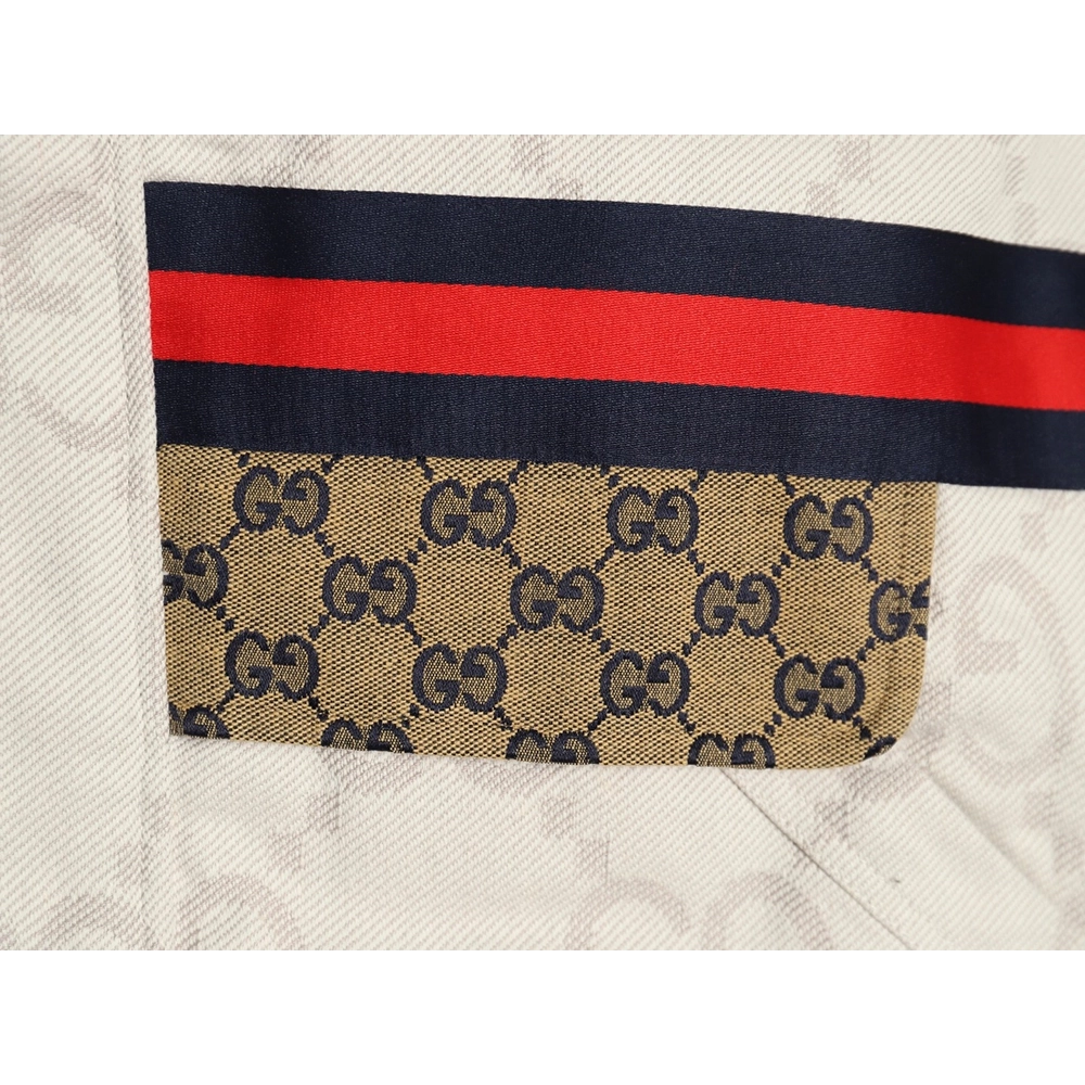 Gucci Double G allover jacquard patchwork ivory denim jacket,Gucci Jacket,Jacket,APPAREL