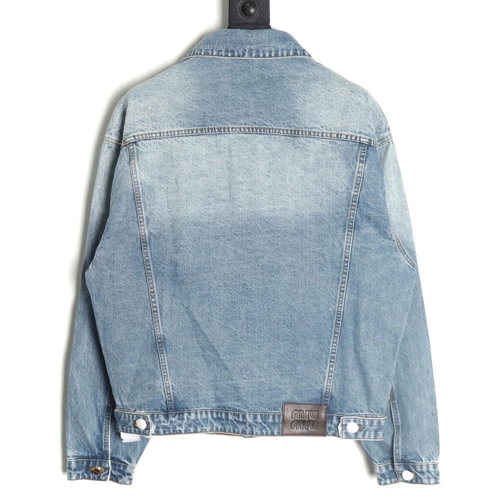 Miu Miu appliqu¨¦ denim jacket,Miu Miu Jacket,Jacket,APPAREL