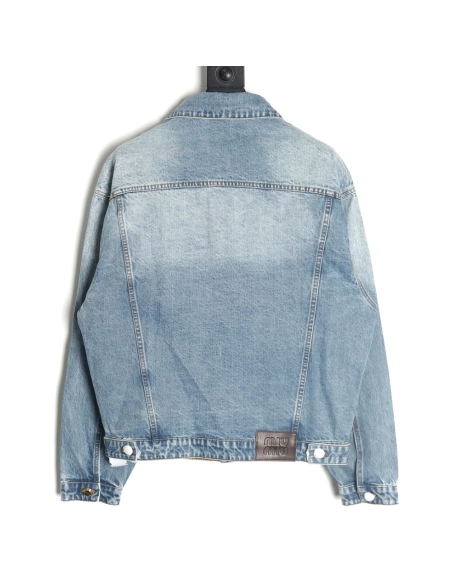 Miu Miu appliqu¨¦ denim jacket,Miu Miu Jacket,Jacket,APPAREL