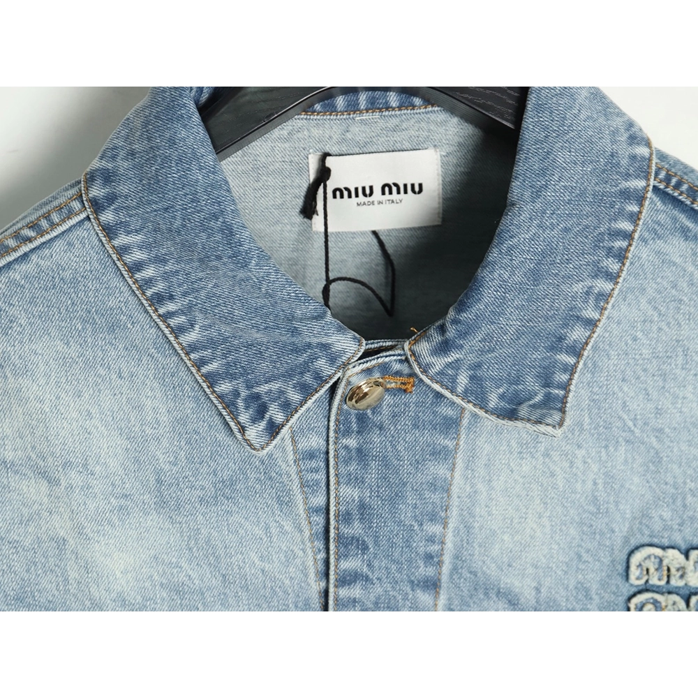 Miu Miu appliqu¨¦ denim jacket,Miu Miu Jacket,Jacket,APPAREL