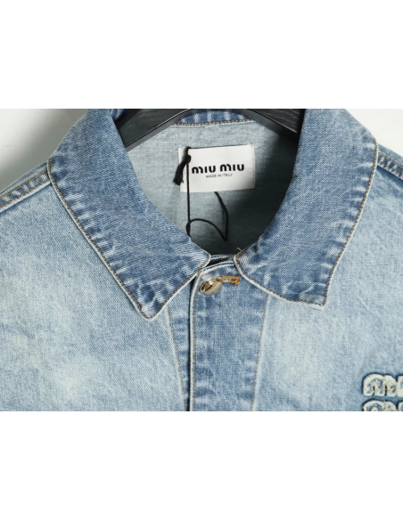 Miu Miu appliqu¨¦ denim jacket,Miu Miu Jacket,Jacket,APPAREL