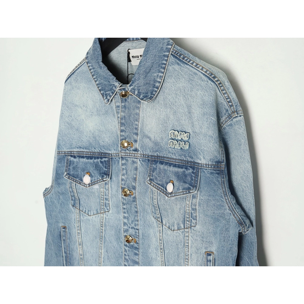 Miu Miu appliqu¨¦ denim jacket,Miu Miu Jacket,Jacket,APPAREL