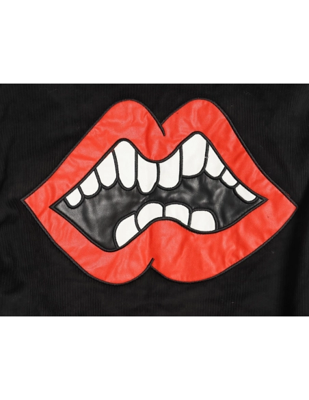 Chrome Hearts Embroidered Lips Baseball Jersey,Chrome Hearts Jacket,Jacket,APPAREL