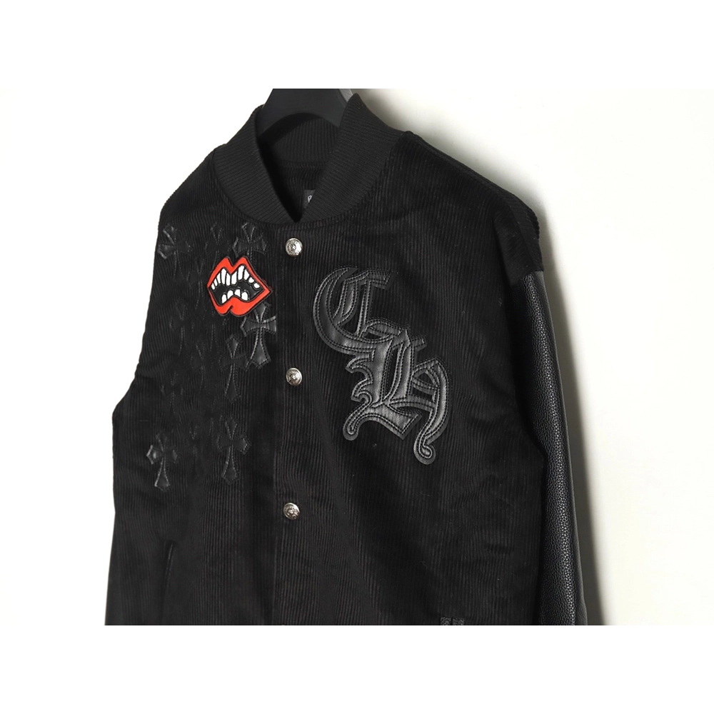 Chrome Hearts Embroidered Lips Baseball Jersey,Chrome Hearts Jacket,Jacket,APPAREL