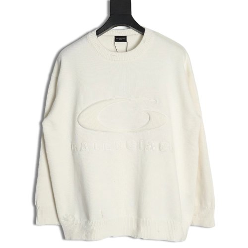 Balenciaga embossed threedimensional lettering hole knit sweater,Balenciaga Sweatshirt,Sweatshirt,APPAREL