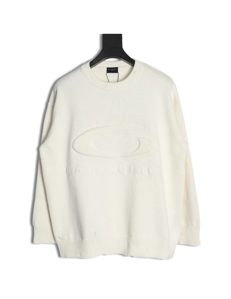 Balenciaga embossed threedimensional lettering hole knit sweater,Balenciaga Sweatshirt,Sweatshirt,APPAREL