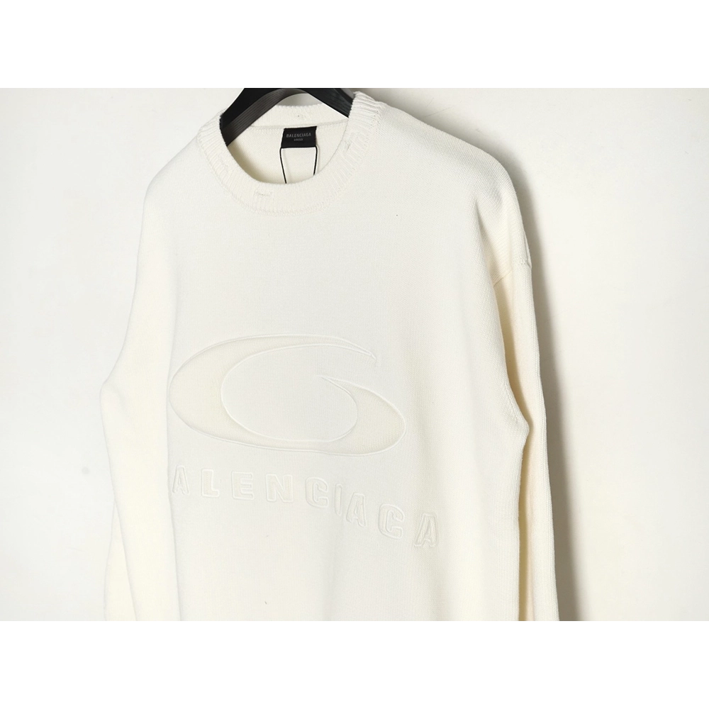 Balenciaga embossed threedimensional lettering hole knit sweater,Balenciaga Sweatshirt,Sweatshirt,APPAREL