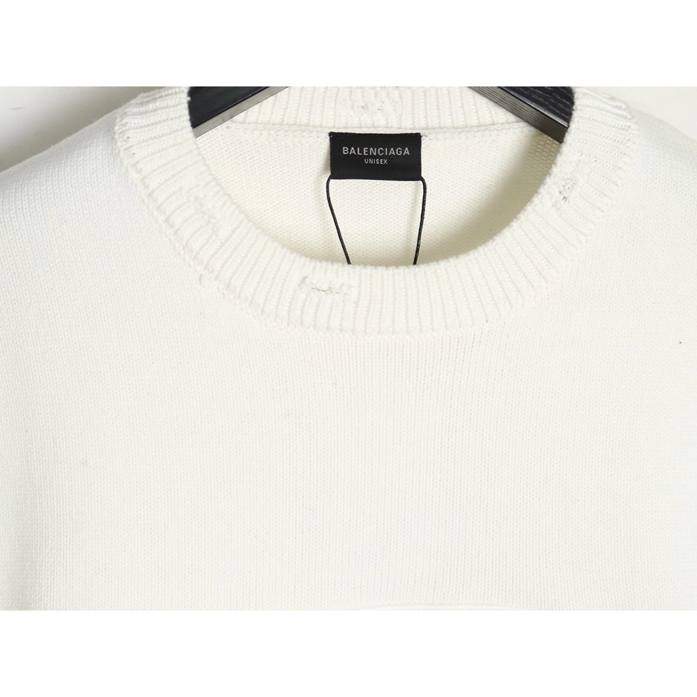 Balenciaga embossed threedimensional lettering hole knit sweater,Balenciaga Sweatshirt,Sweatshirt,APPAREL