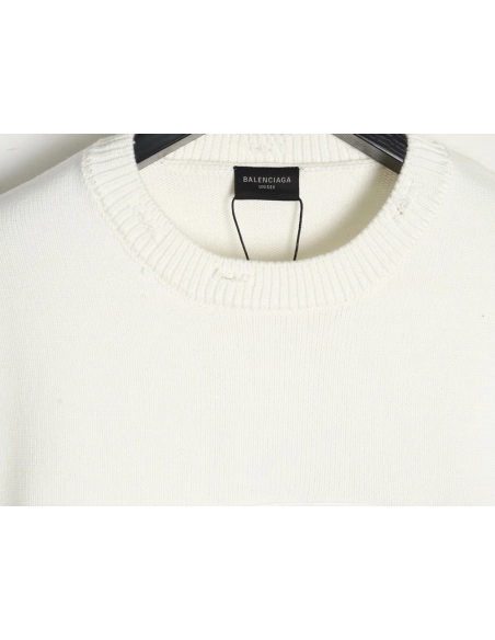 Balenciaga embossed threedimensional lettering hole knit sweater,Balenciaga Sweatshirt,Sweatshirt,APPAREL