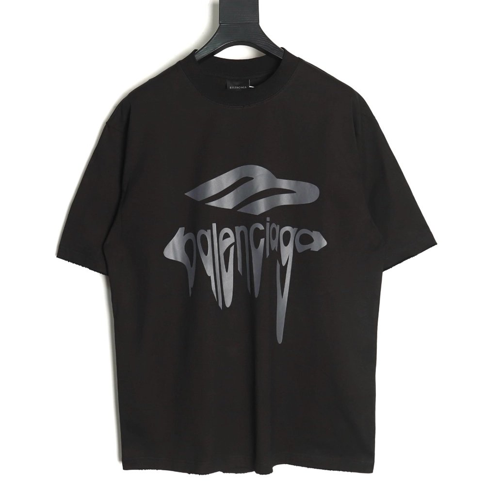 Balenciaga Art Letters Printed Washed Worn Short Sleeve T-Shirt TSK1,Balenciaga