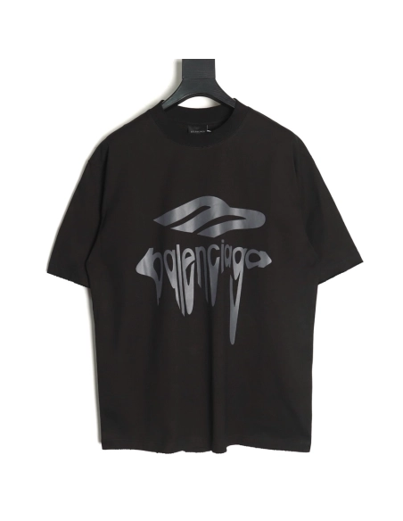Balenciaga Art Letters Printed Washed Worn Short Sleeve T-Shirt TSK1,Balenciaga