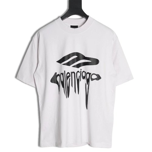 Balenciaga Art Letters Printed Washed Worn Short Sleeve T-Shirt,Balenciaga