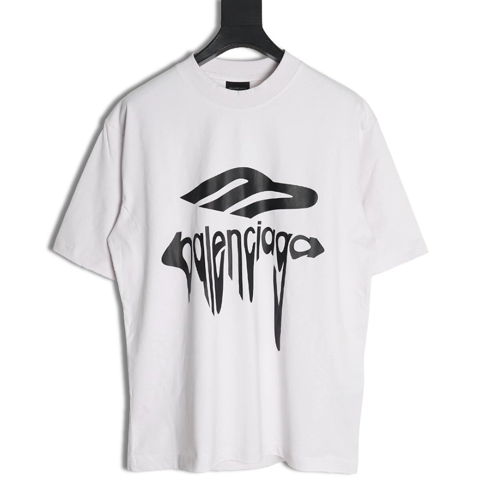 Balenciaga Art Letters Printed Washed Worn Short Sleeve T-Shirt,Balenciaga