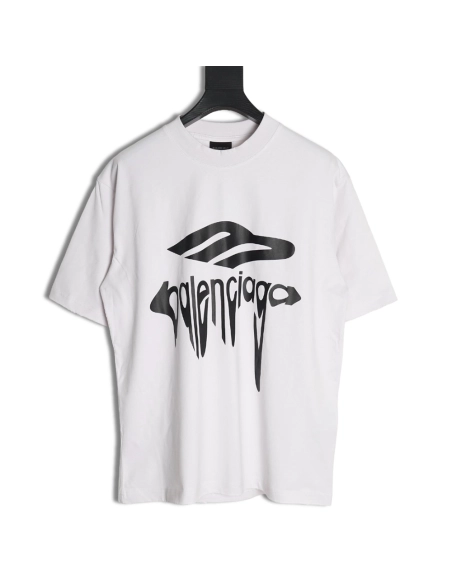 Balenciaga Art Letters Printed Washed Worn Short Sleeve T-Shirt,Balenciaga